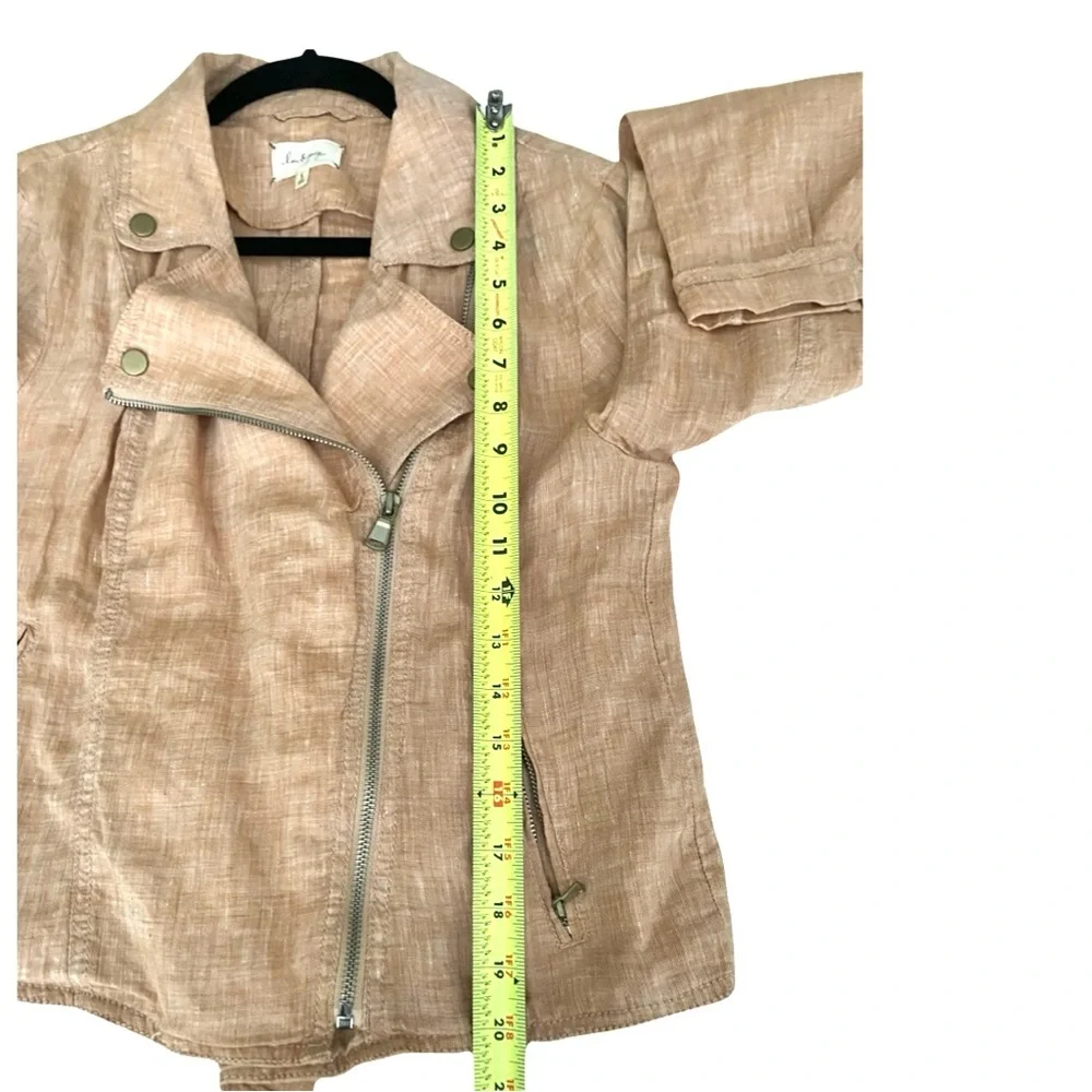 Loft Lou & Grey Women’s Jacket Small 100% Linen Moto Lightweight Blush Coral - Picture 9 of 9